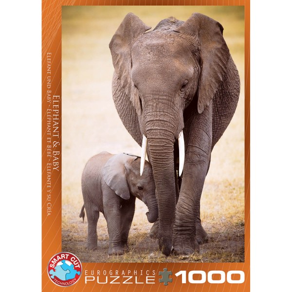 Puzzle 1000 pièces : Éléphant et bébé - EuroG-6000-0270