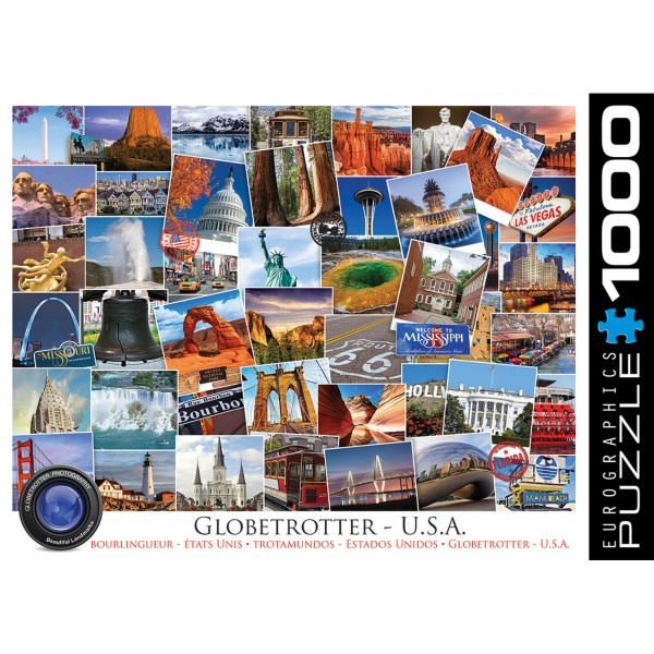 1000 pieces puzzle: Globetrotter, USA - EuroG-6000-0750