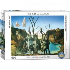 1000 Teile Puzzle: Schwäne, die Elefanten reflektieren, Salvdor Dali