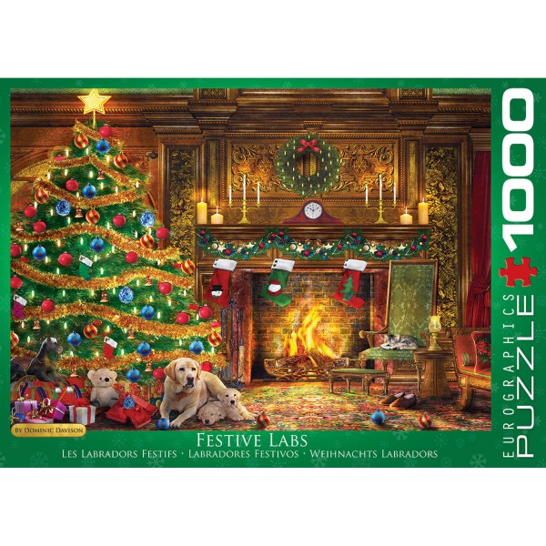 Puzzle 1000 pièces : Les labradors festifs - EuroG-6000-0974