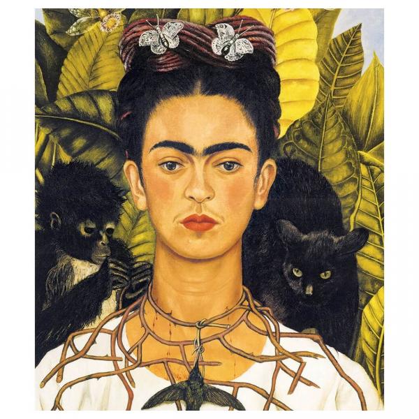 1000 Teile Puzzle: Frida Kahlo: Selbstporträt mit Dornenkette und Kolibri - EuroG-6000-0802