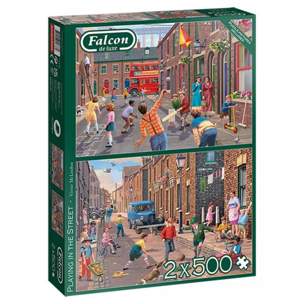 Puzzles 2 x 500 pièces : Jouer dans la rue - Diset-11376