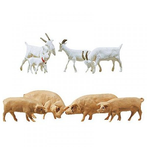 Modélisme HO : Figurines : Set chèvres et porcs - Faller-154008