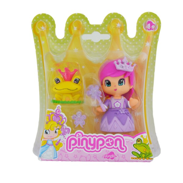 Poupée 7 cm Pinypon : Princesse robe violette et grenouille - Famosa-700010257-20998