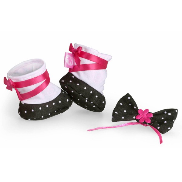 Coffret chaussures + bijou pour poupées Nenuco 42 cm : Ballerines noires et blanches - Nenuco-700011309-19121
