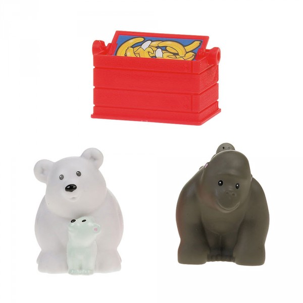 Figurines Little People : Tube avec deux figurines et un accessoire : Gorille, ours et boîte - Fisher-Price-B3254-R9828