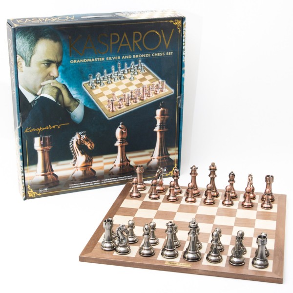 Jeu d'échecs argent et bronze grand maître Kasparov - FranceCartes-KAS006