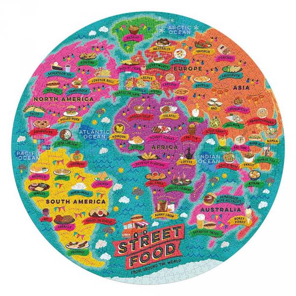 Puzzle rond 1000 pièces : Les amoureux de la Street Food - Galison-78117