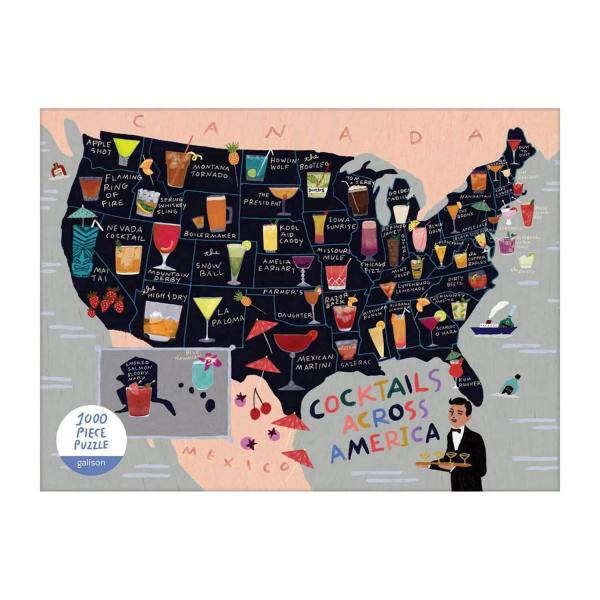 Puzzle 1000 pièces : Carte des cocktails américains - Galison-35786