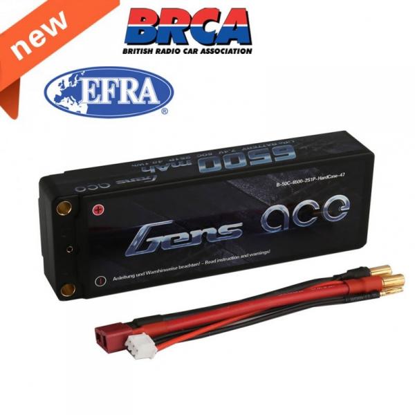 Gens ace 6500mAh 7.4V 50C 2S1P HardCase Lipo Battery 47#(EFRA & BRC approved) - B-50C-6500-2S1P-HardCase-47
