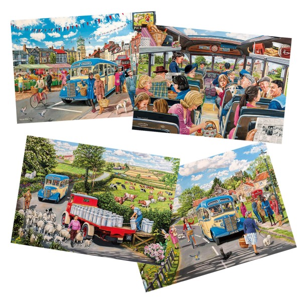 Puzzle 4 x 500 pièces : Bus de campagne - Gibsons-G5037