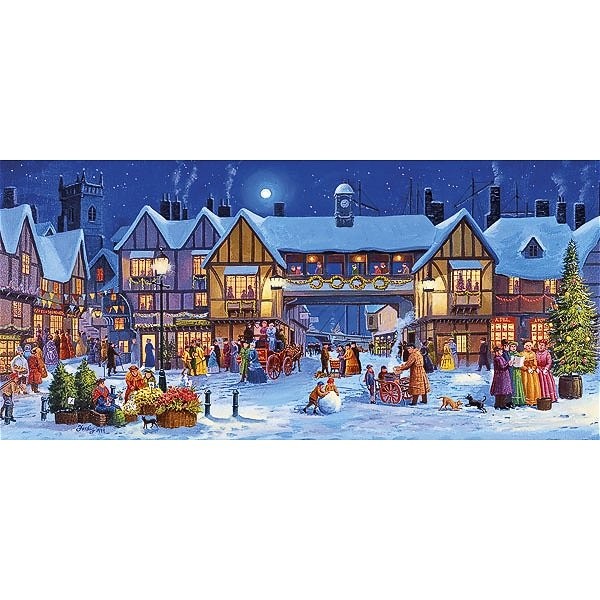 Puzzle 636 pièces panoramique : Noël en ville - Gibsons-G386