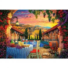 Puzzle 1000 pièces : Coucher de soleil sur la Toscane