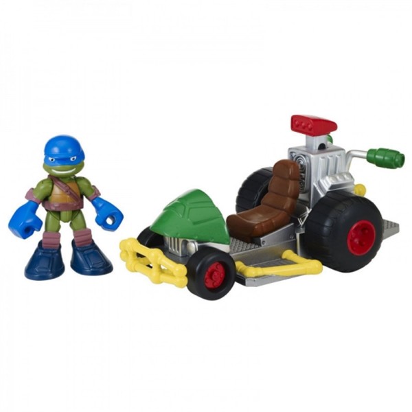 Figurine 6 cm Tortues Ninja Half-Shell Heroes : Leonardo et son véhicule - Giochi-6725-2