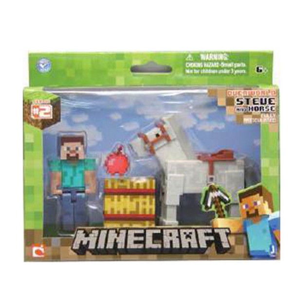 Figurines Minecraft : Coffret Steve et son cheval gris - Giochi-2438-1
