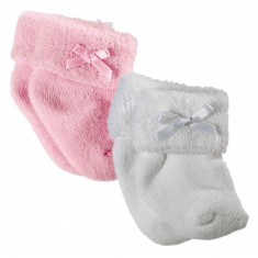 Chaussettes roses et blanches pour poupon de 30 à 46 cm