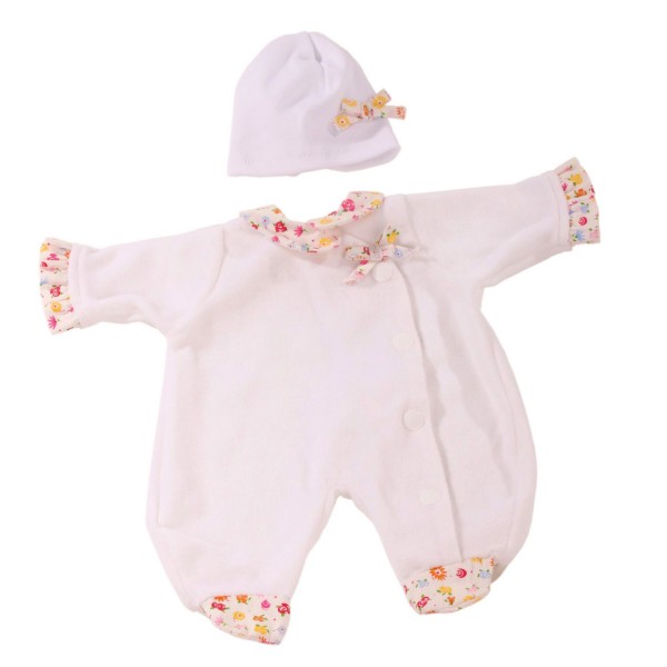 Vêtement pour poupée de 42 à 46 cm : Pyjama blanc avec bonnet - Gotz-3402591