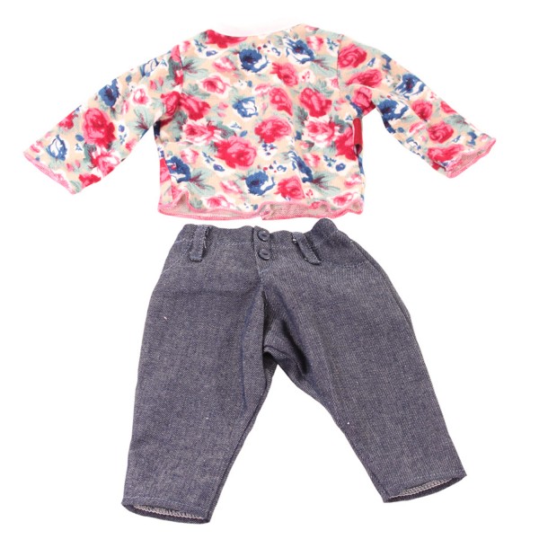 Vêtement pour poupée de 45 à 50 cm : Pull à fleurs et pantalon denim - Gotz-3402609