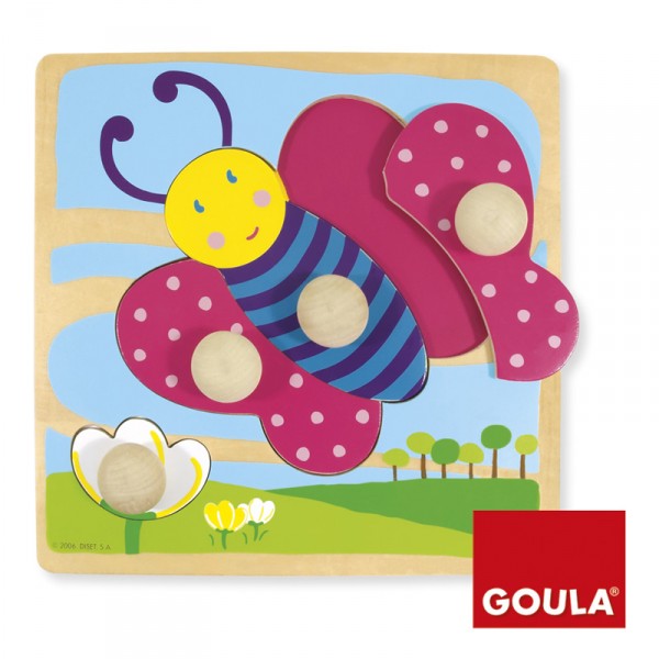 Encastrement 4 pièces en bois : Puzzle papillon - Diset-Goula-53065