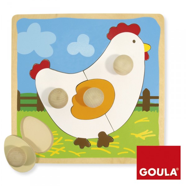 Encastrement 4 pièces en bois : Puzzle poule - Diset-Goula-53066