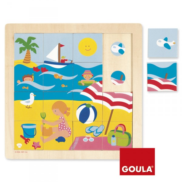 Puzzle 16 pièces en bois : Eté - Diset-Goula-53086