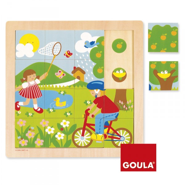 Puzzle 16 pièces en bois : Printemps - Diset-Goula-53085