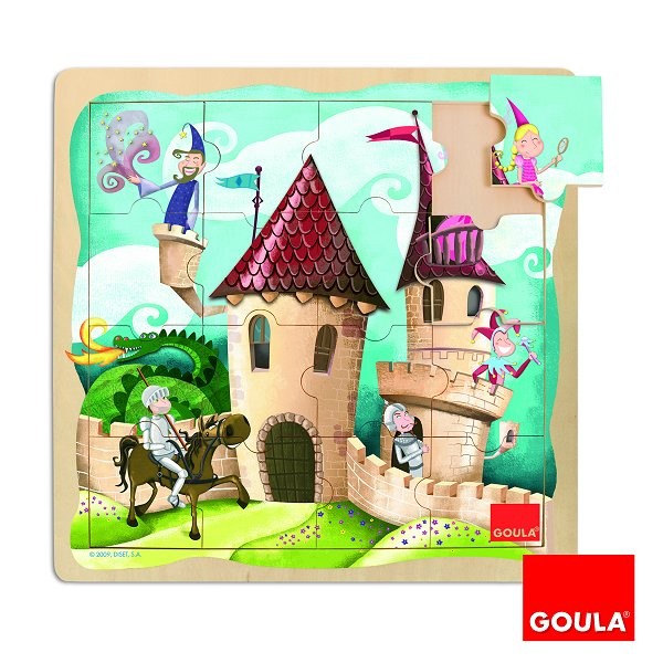 Puzzle 16 pièces en bois : Puzzle château - Diset-Goula-53098