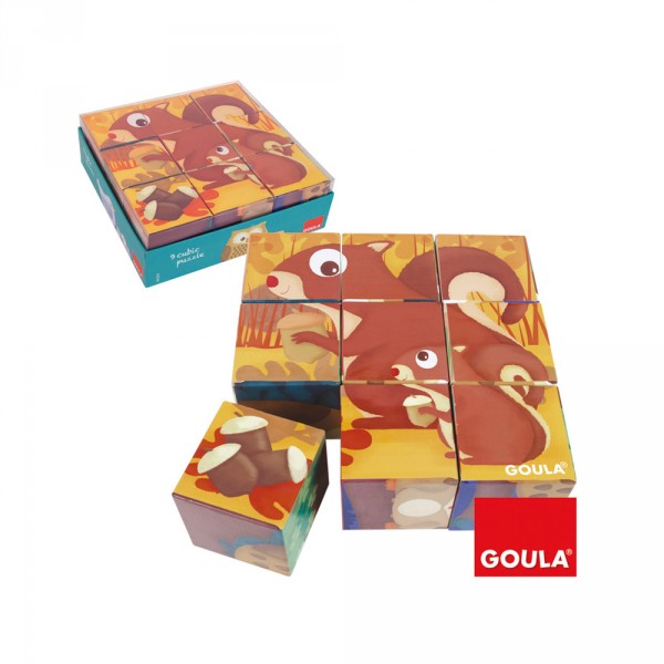 Puzzle cubes : 9 pièces : Animaux de la forêt - Diset-Goula-53419