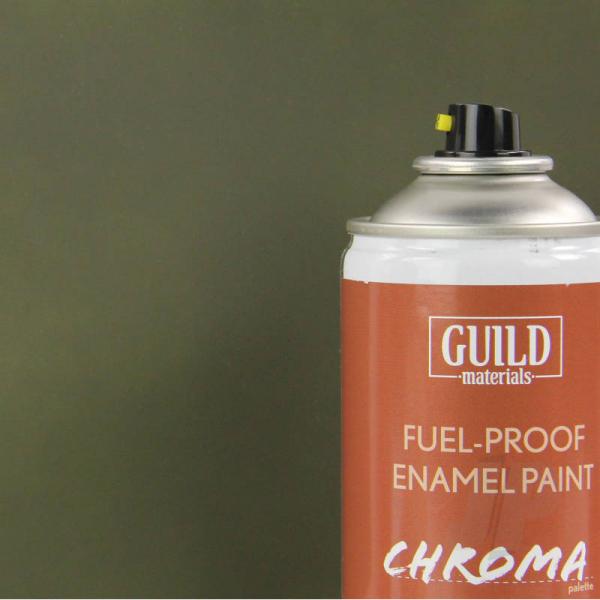 Peinture Chroma Matt Enamel (Résistant Carburant) Olive Drab (400ml Aerosol) - Guild Materials - GLDCHR6515