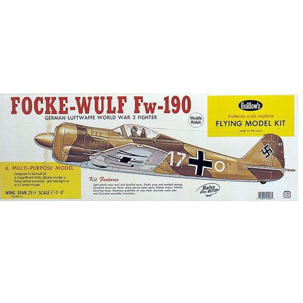 Maquette avion en bois : Focke Wulf FW-190 - Guillows-0280406