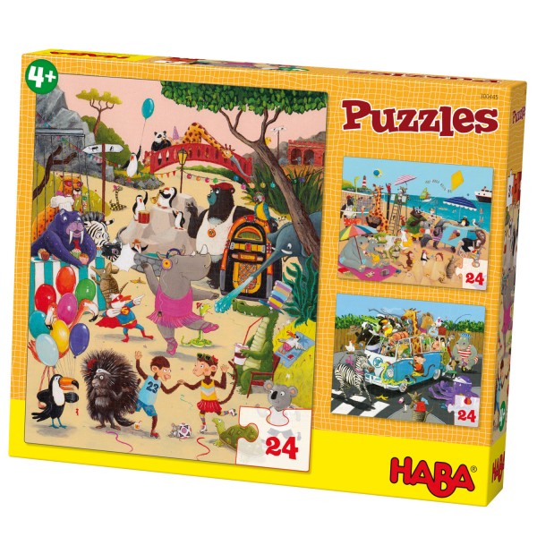 Puzzle 3 x 24 pièces : Animaux Dingo - Haba-300445