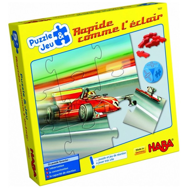 Puzzle 4 x 9 pièces : Puzzle & jeu Rapide comme l'éclair ! - Haba-5637