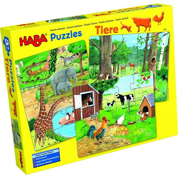 Puzzles 12 à 18 pièces : 3 puzzles : Les animaux - Haba-4960