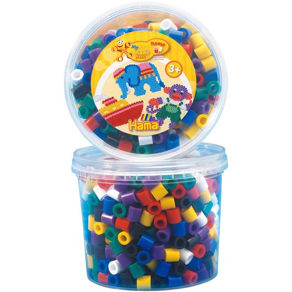 Pot de 600 perles Hama Maxi : Perles Mix 7 couleurs - 8573
