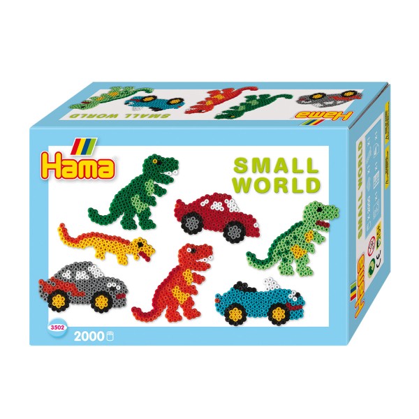 Perles à repasser Hama Midi : Collection Le monde miniature : Dinosaures et voitures - Hama-3502
