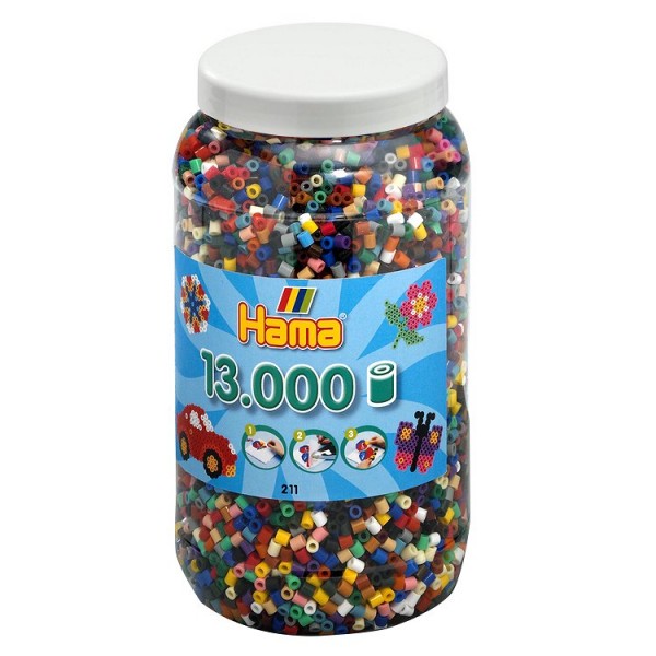 Pot de 13000 perles Hama Midi : 22 couleurs - Hama-211-67