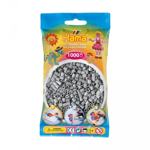 Sachet de 1000 perles Hama Midi : Gris - Hama-207-17