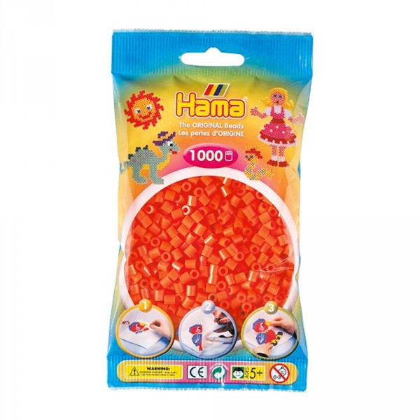 Sachet de 1000 perles Hama Midi : Orange fluo - Hama-207-04