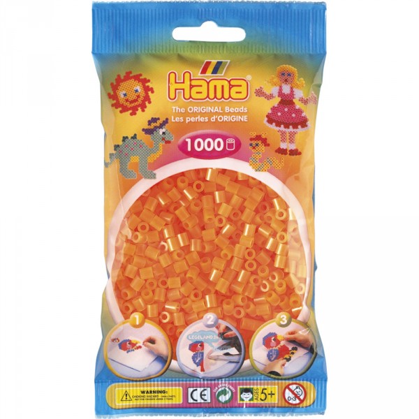 Sachet de 1000 perles Hama Midi : Orange Néon - Hama-207-38