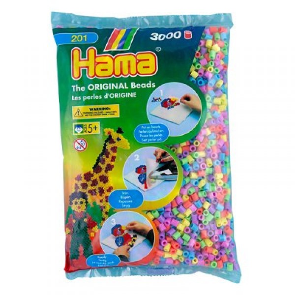 Sachet de perles Hama Midi : Pastel mixte - Hama-201-50