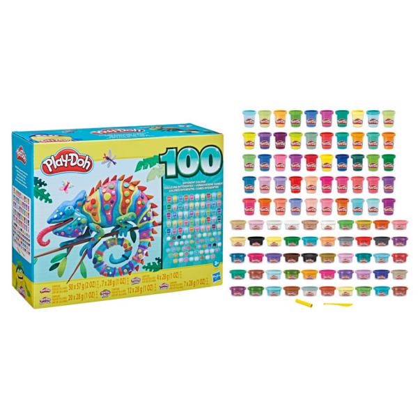 Coffret pâte à modeler Play-Doh : WOW 100 pots de couleurs - Hasbro-F4636