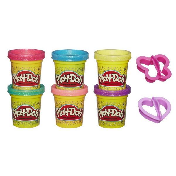 Set de 6 pots de pâte à modeler paillettée et ces accessoires : Play-Doh Sparkles - Hasbro-A5417
