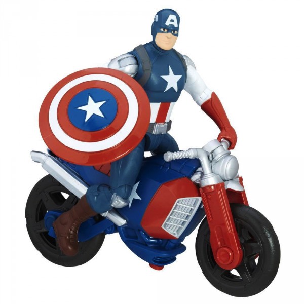 Figurine Avengers Deluxe 15 cm : Captain America et sa moto - Hasbro-B9940-C0478