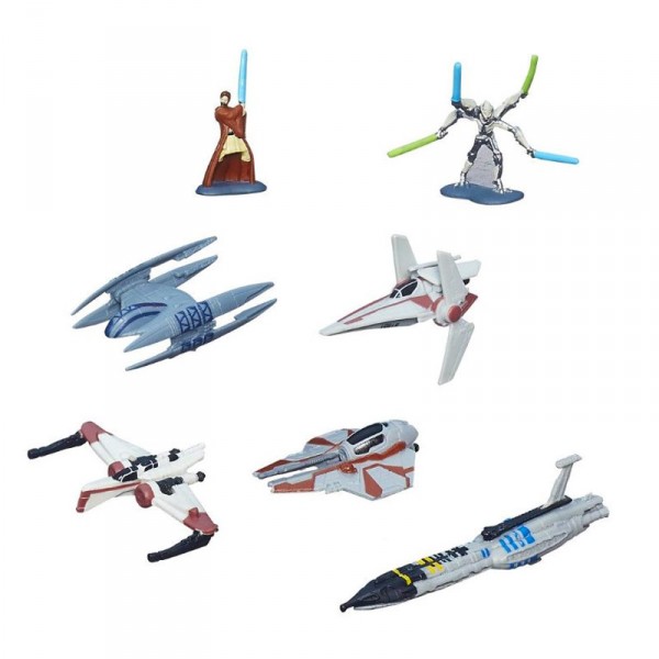 Figurine Star Wars : Coffret Micromachines 7 vaisseaux et figurines : Embuscade de l'Armée Droïde - Hasbro-B3496-B3498