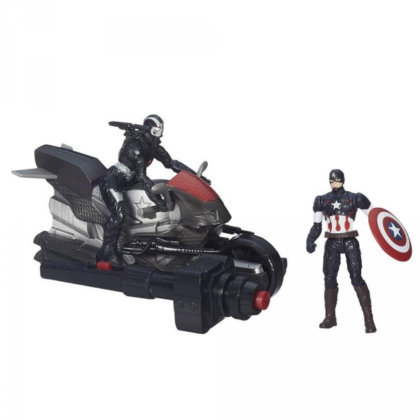 Figurines Avengers Age of Ultron : Catain America et Marvel's War Machine avec lance-moto - Hasbro-B0448-B1499