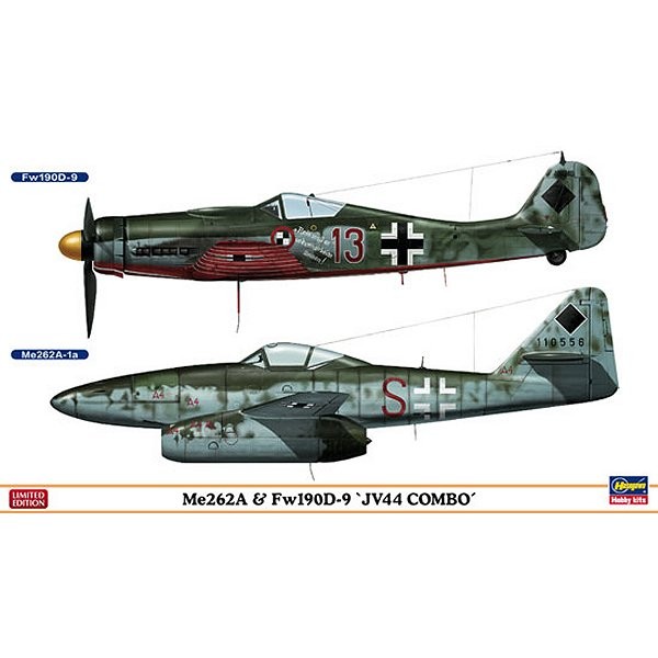 Maquettes avions : Me262A & Fw190D-9 JV44 Combo : 2 modèles - Hasegawa-01952