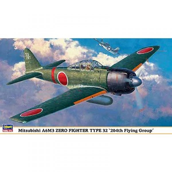 Maquette avion : Mitsubishi A6M3 Zer Fighter Type 32 204th Flying Group - Hasegawa-09828