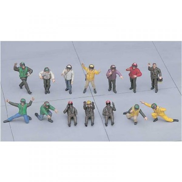 Figurines militaires : Pilotes Navy et équipe de pont : Set A - Hasegawa-36006