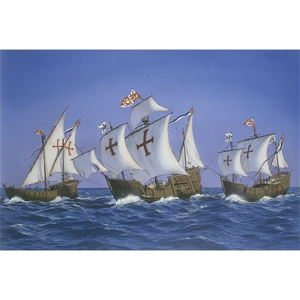 Maquettes bateaux : Caravelles de Christophe Colomb : Kit 3 maquettes avec accessoires - Heller-52910