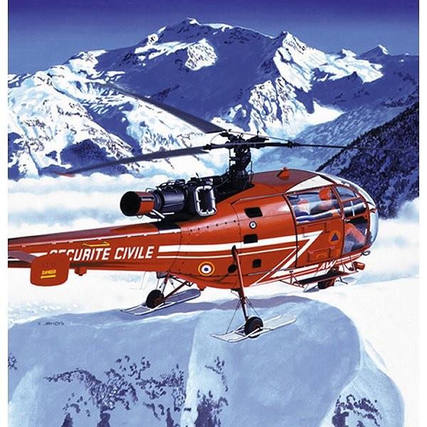 Maquette hélicoptère : Kit complet : Alouette III Sécurité Civile - Heller-50289